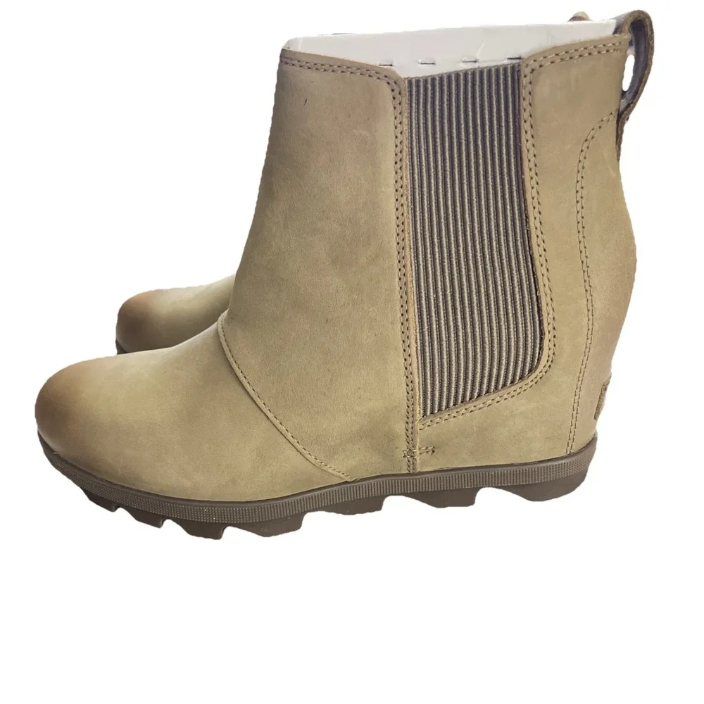 Sorel Women Sz 10 Waterproof Joan Of Arctic Wedge II Chelsea Boots Ash Brown Fun